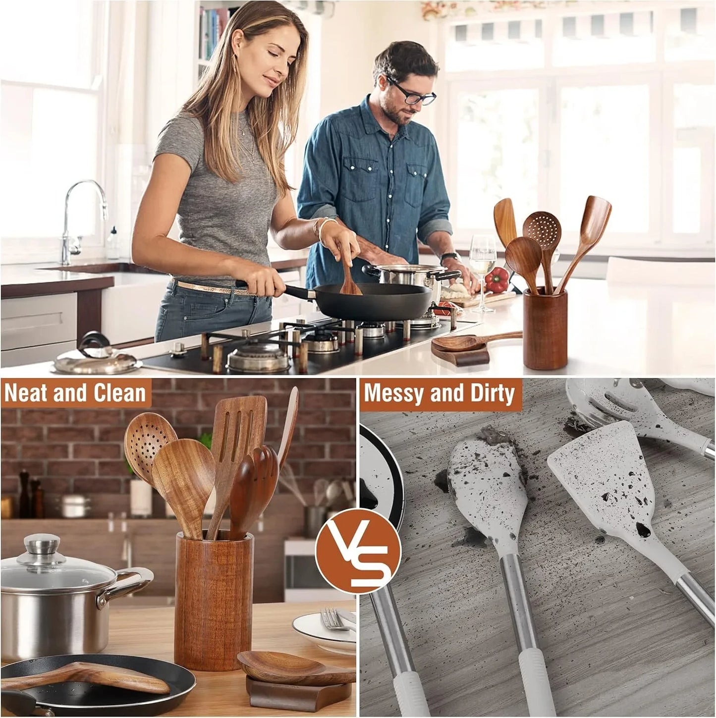 Natural Teak Kitchen Utensil Set