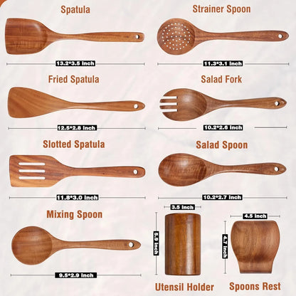 Natural Teak Kitchen Utensil Set