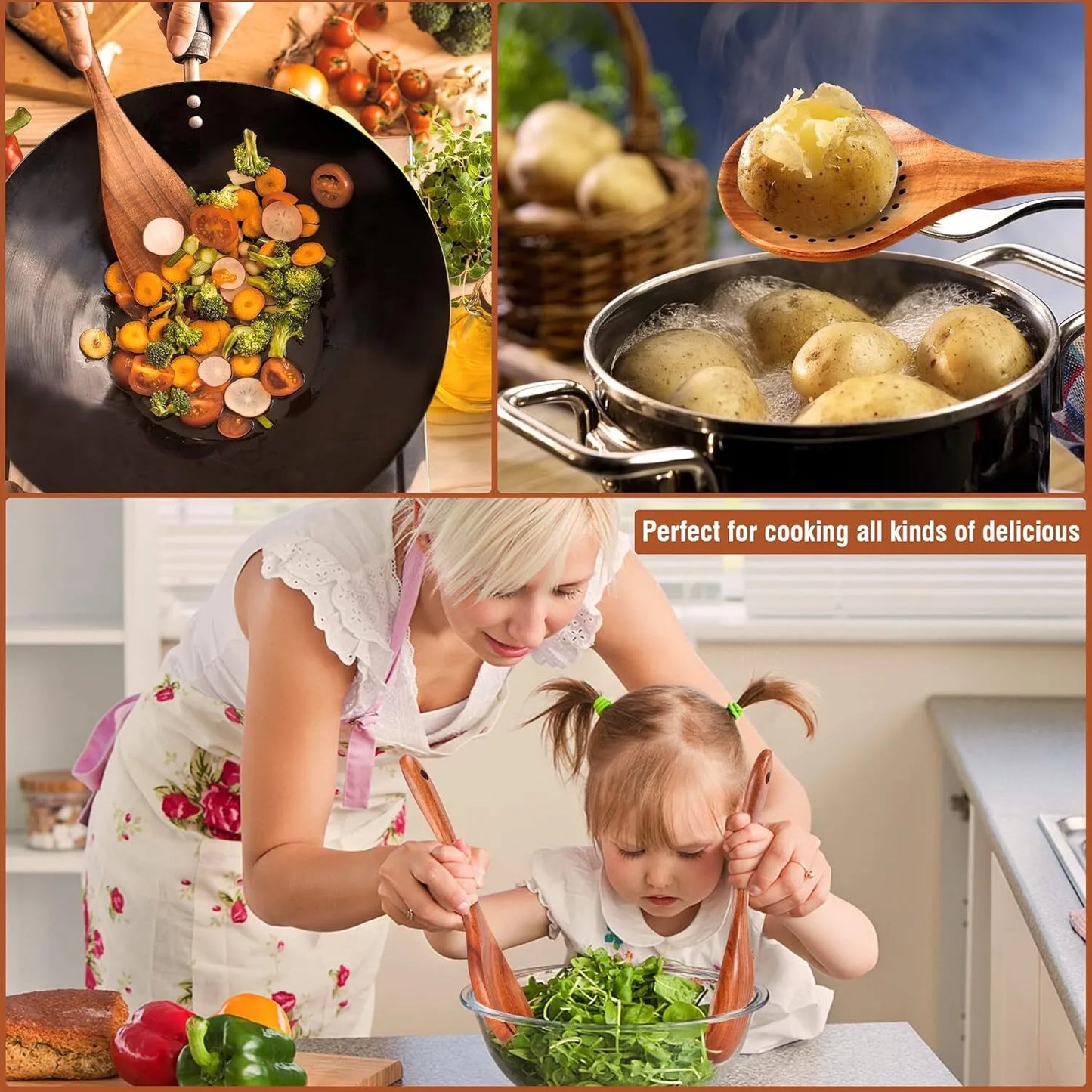 Natural Teak Kitchen Utensil Set