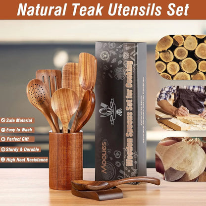 Natural Teak Kitchen Utensil Set